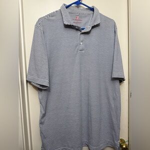 St. Bernard Mens XL‎ Polo Golf Shirt Performance Blue & White Striped